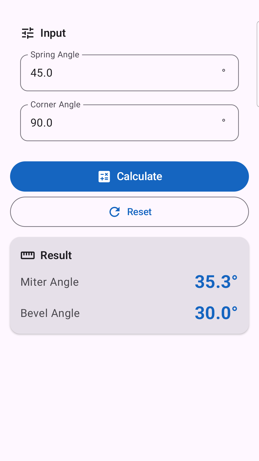 Cutting Angles calculator
