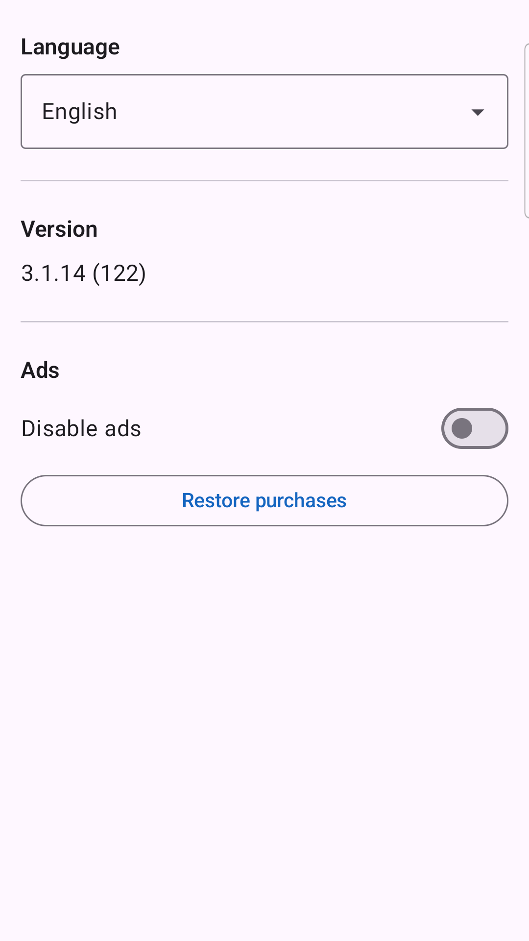 Settings and language